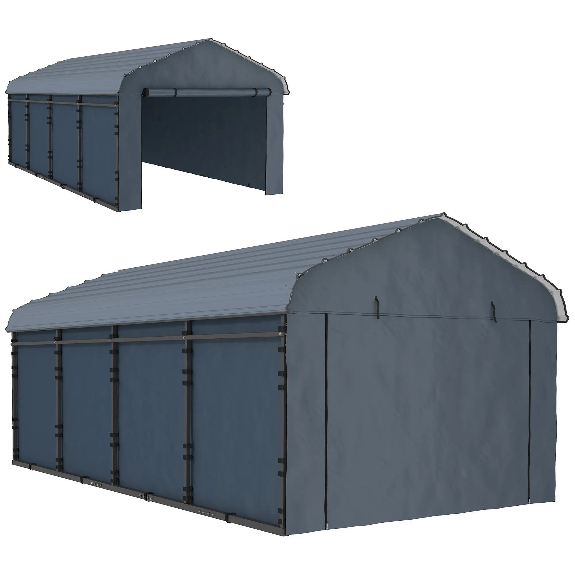 12' x 20' Metal Carport, Heavy Duty Garage Shelter, Dark Grey Car Shelters Dark Grey at Gallery Canada