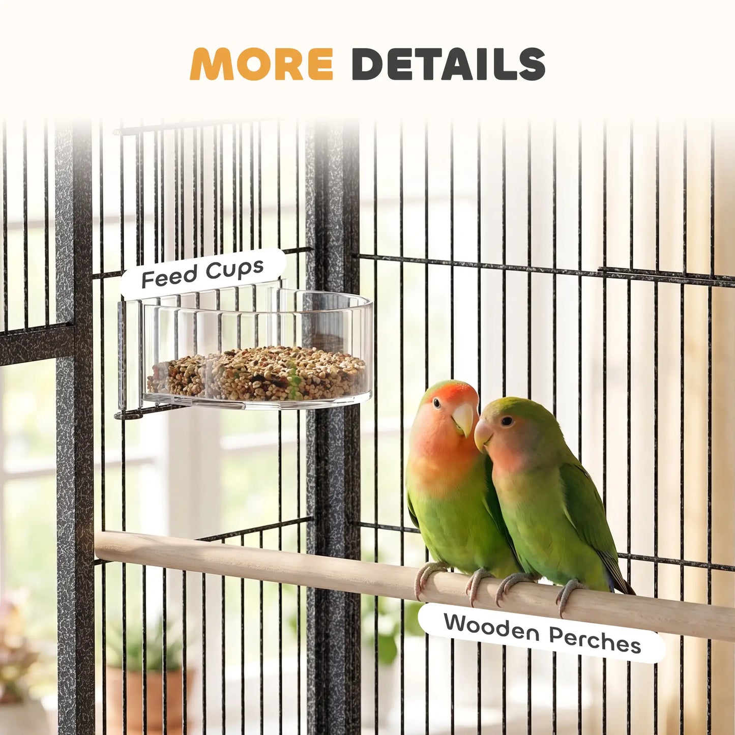 56"H Bird Cage, Parrot Cage w/ Detachable Rolling Stand, Removable Tray, Storage Shelf, Perches, Food Container Bird Cages at Gallery Canada