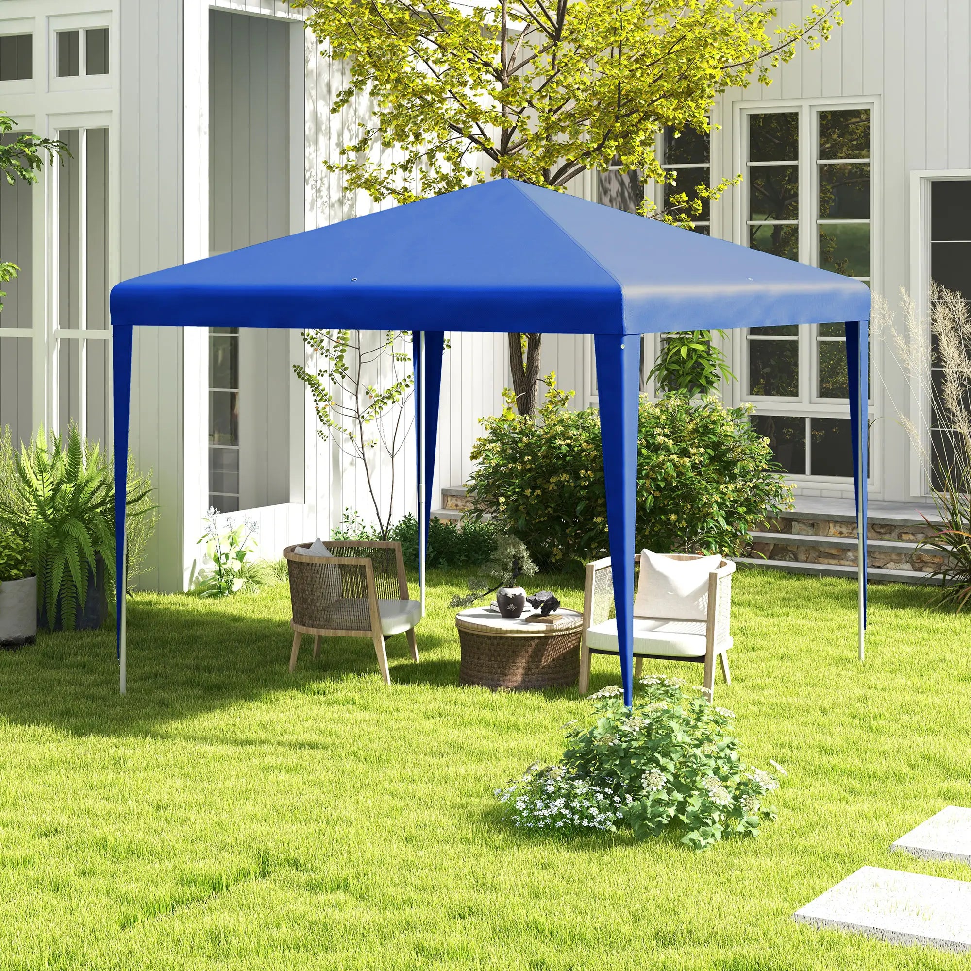 9' x 9' Portable Canopy Tent, Outdoor Gazebo, Dressed Legs, Blue Canopy Tents at Gallery Canada