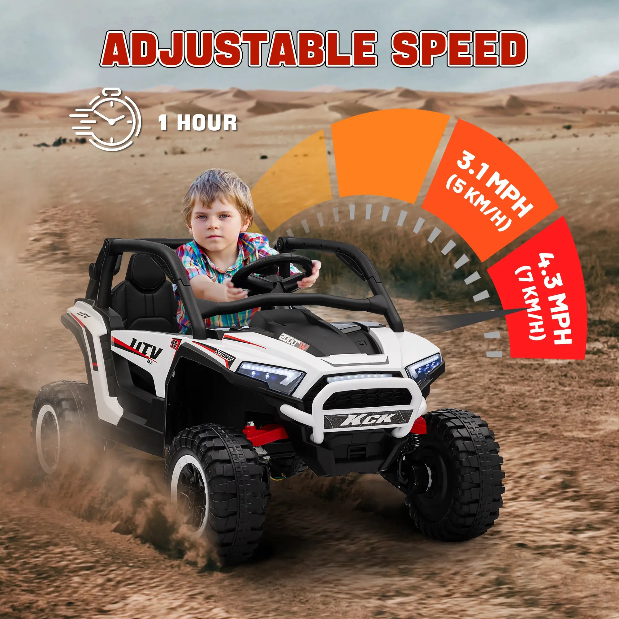 2 Seater 24V 7AH Electric Ride On Truck, White Electric Toy Cars at Gallery Canada