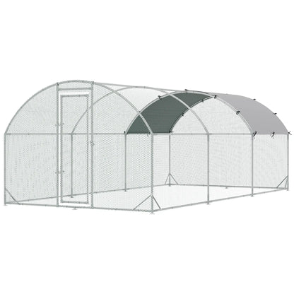 Large Metal Chicken Coop, Walk-in Enclosure, Poultry Hen Run, Rabbit Hutch, 9.2' x 18.7' x 6.5', Silver Chicken Coops at Gallery Canada
