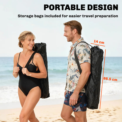 Reclining Camping Chair Set With Foot Rest, Headrest, Cup Holder, Storage Bag, Orange Picnic Tables & Camping Chairs at Gallery Canada