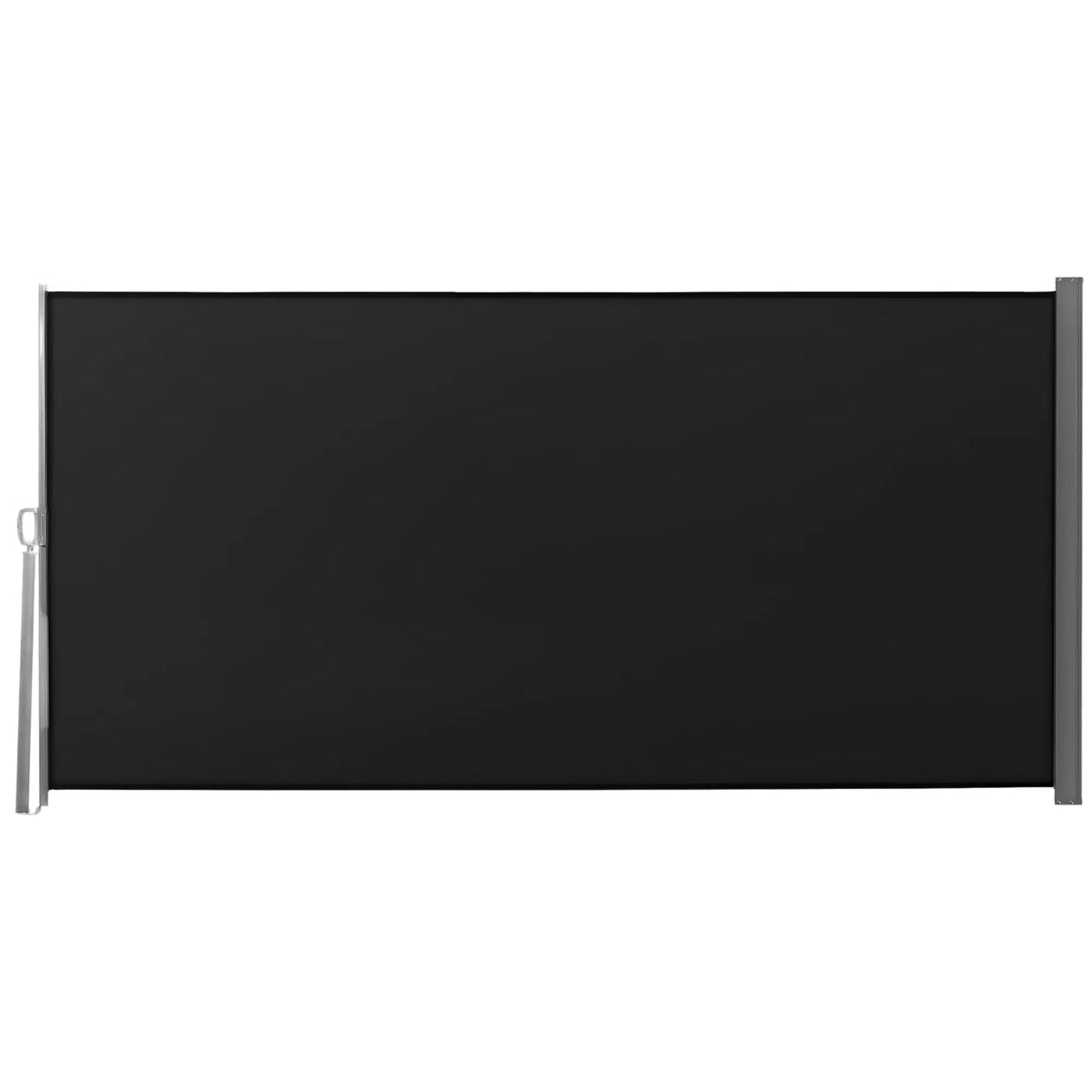 118" x 63" Retractable Patio Awning, Outdoor Privacy Screen, UV Wind Resistant, Black Side Awnings Grey Frame, Black Fabric at Gallery Canada