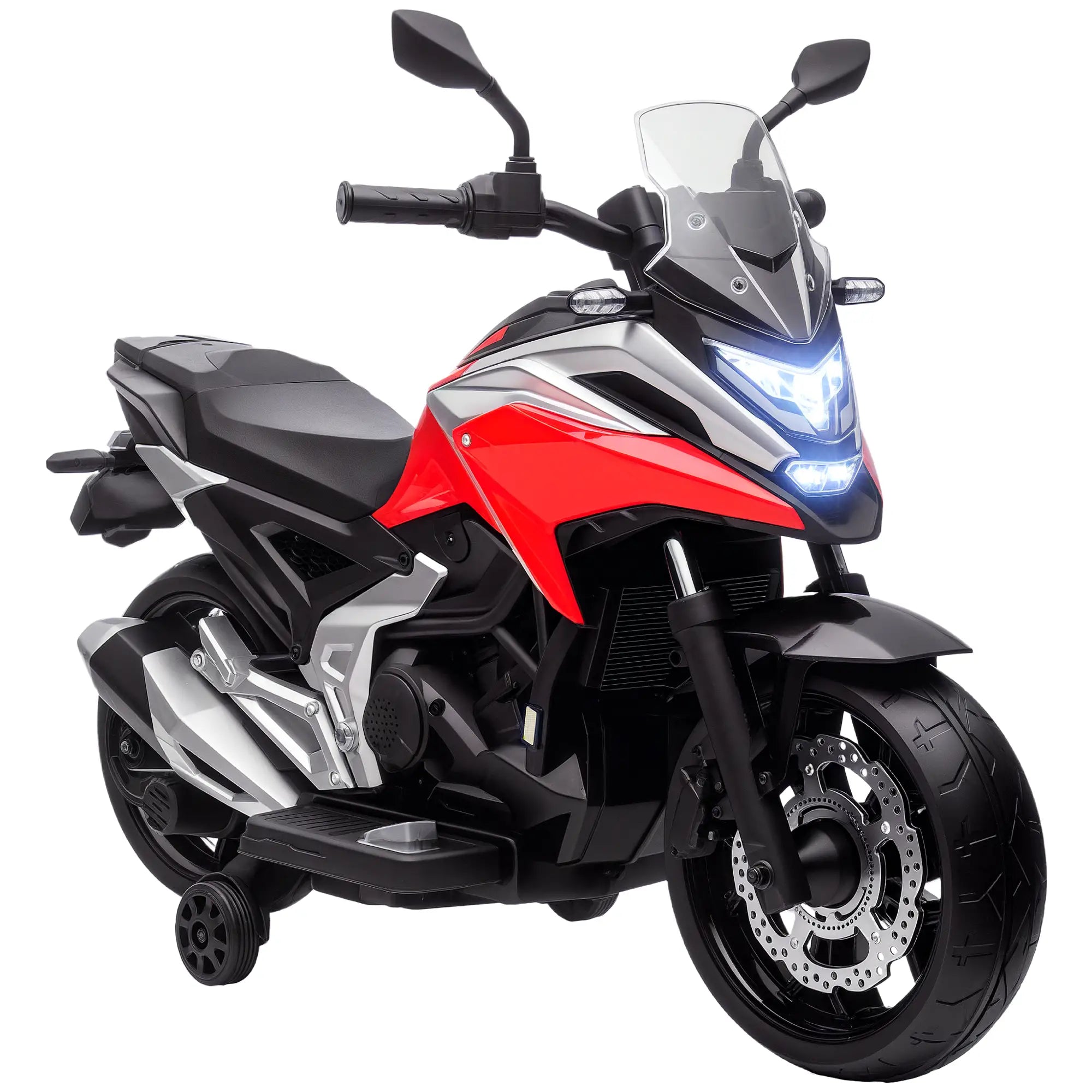 12V Ride on Motorbike for Kids, with Headlights Music Training Wheels, Red Electric Motorcycles at Gallery Canada