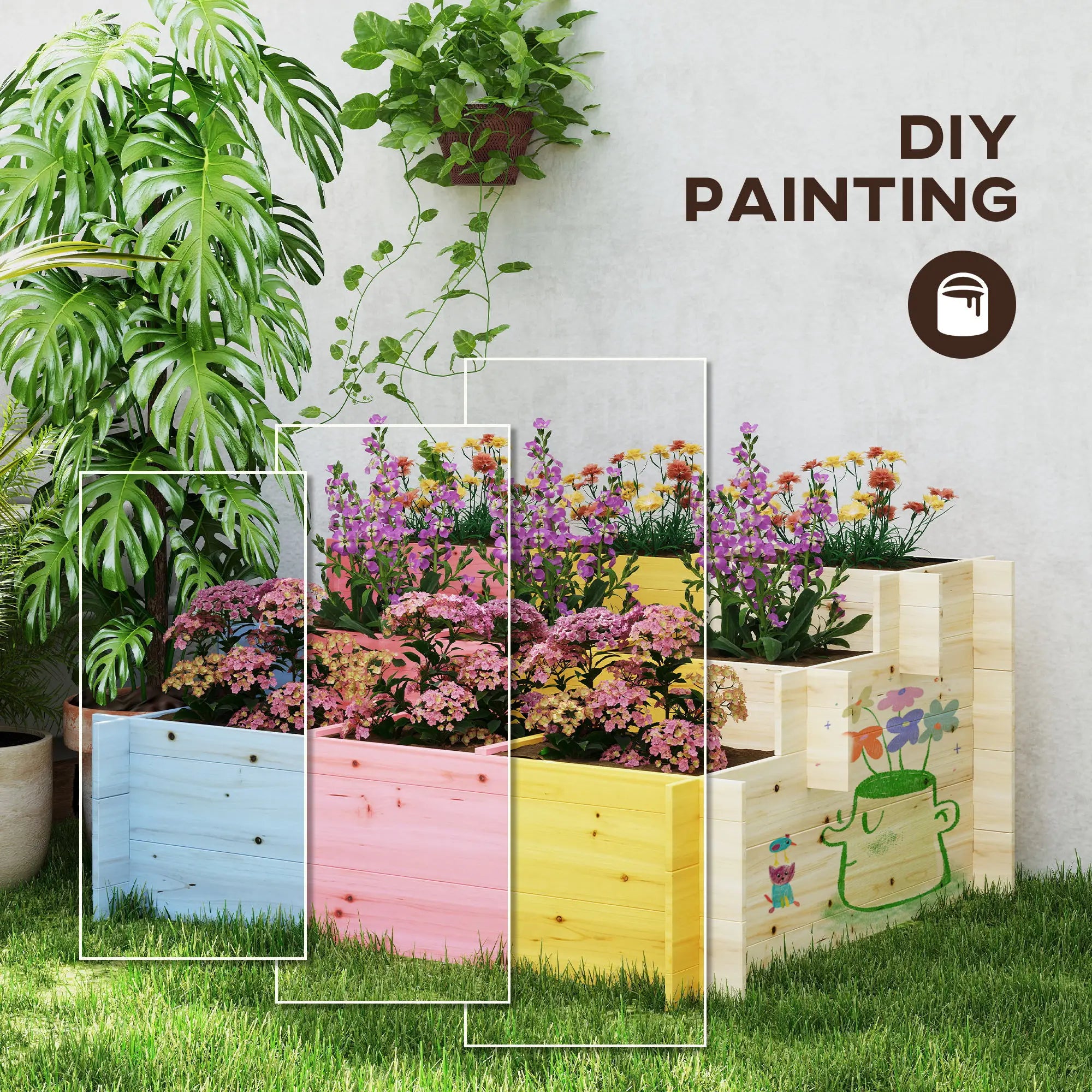 3 Tier Raised Garden Bed, 9 Grow Grids, Bed Liner, Outdoor Raised Garden Beds at Gallery Canada