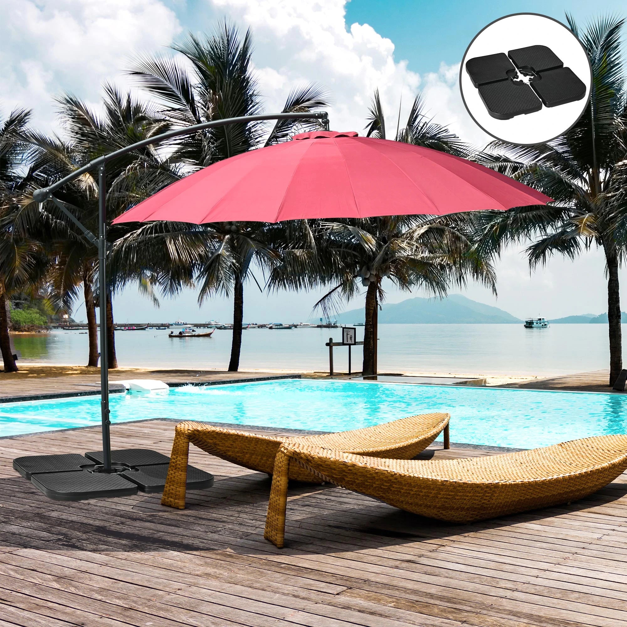 4PCs Cantilever Umbrella Base Weights, HDPE Water or Sand Filled, Black Umbrella Bases at Gallery Canada