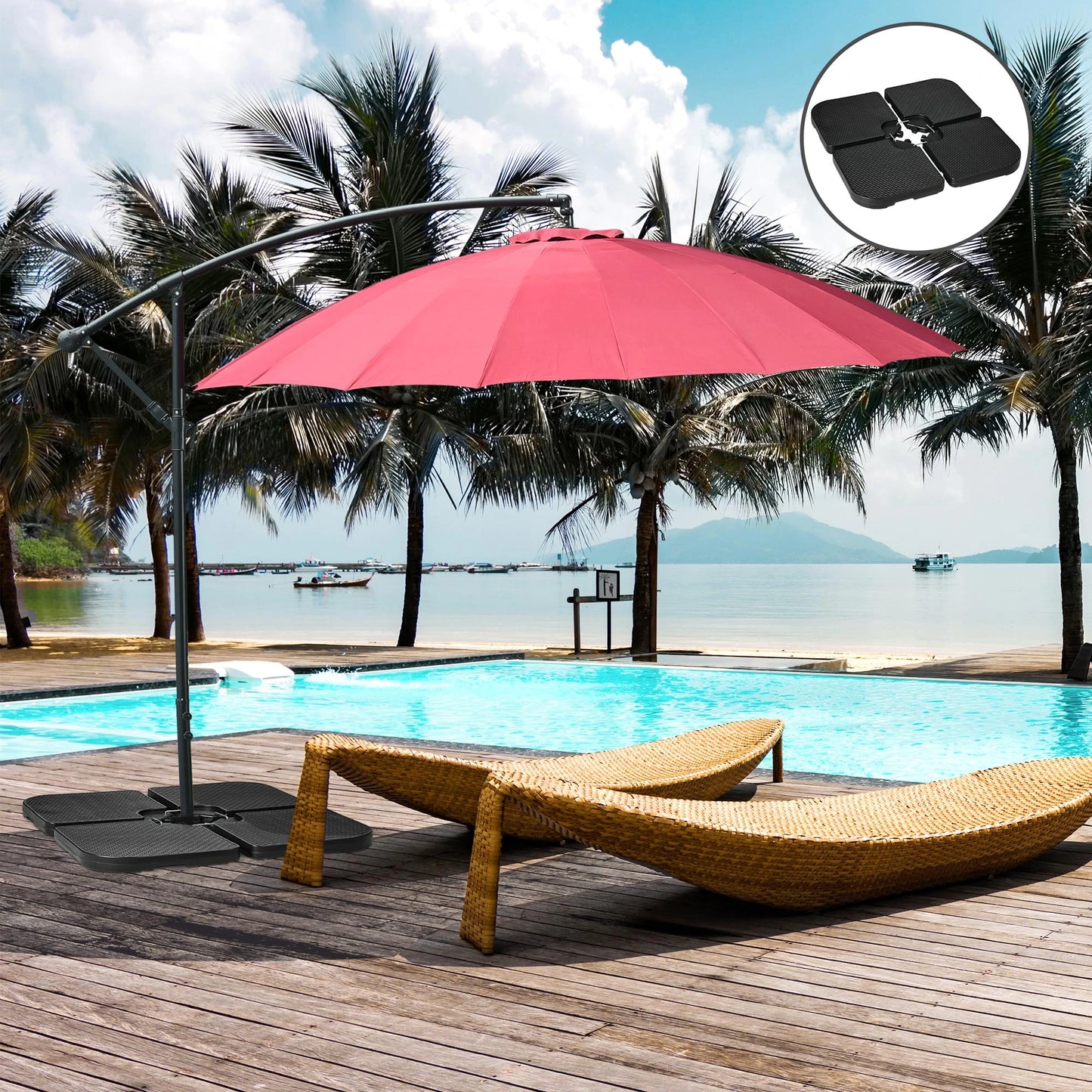 4PCs Cantilever Umbrella Base Weights, HDPE Water or Sand Filled, Black Umbrella Bases at Gallery Canada