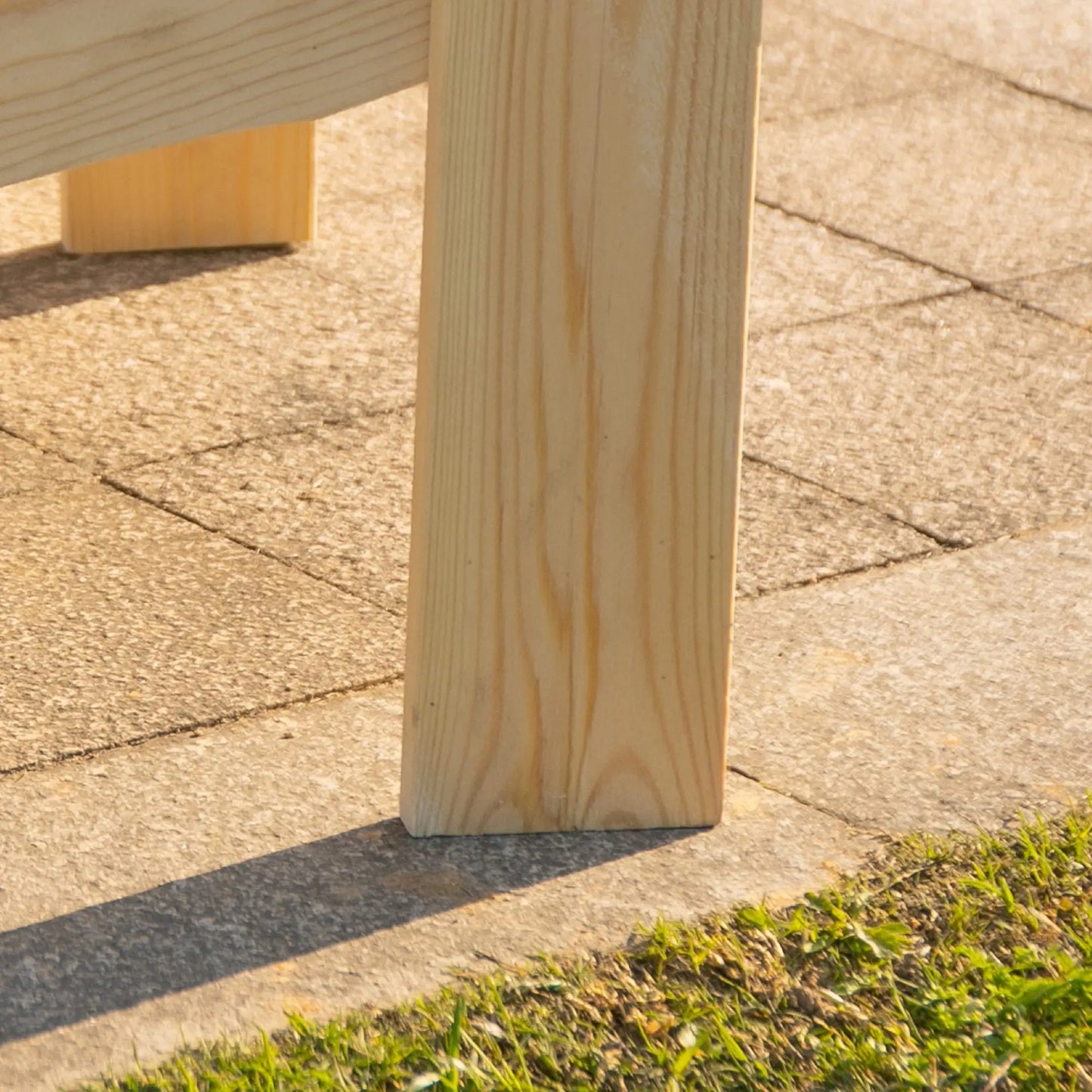 2 Piece Wood Adirondack Chair, Porch Bench w/ Table, Natural Patio Chairs at Gallery Canada