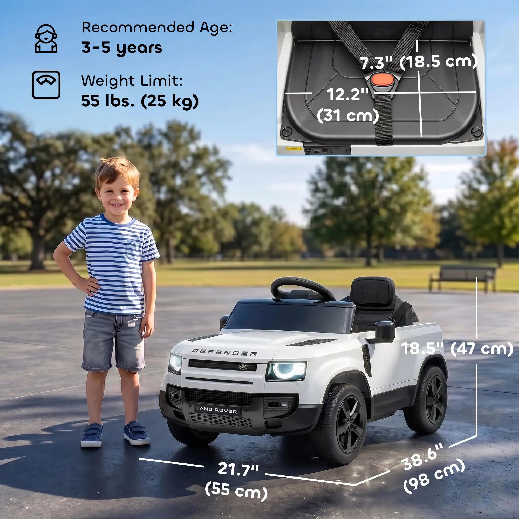 12V Licensed Land Rover Ride-On Car, Remote, White Electric Toy Cars at Gallery Canada