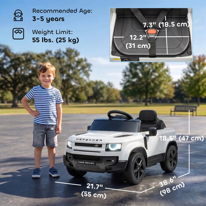 12V Licensed Land Rover Ride-On Car, Remote, White Electric Toy Cars at Gallery Canada
