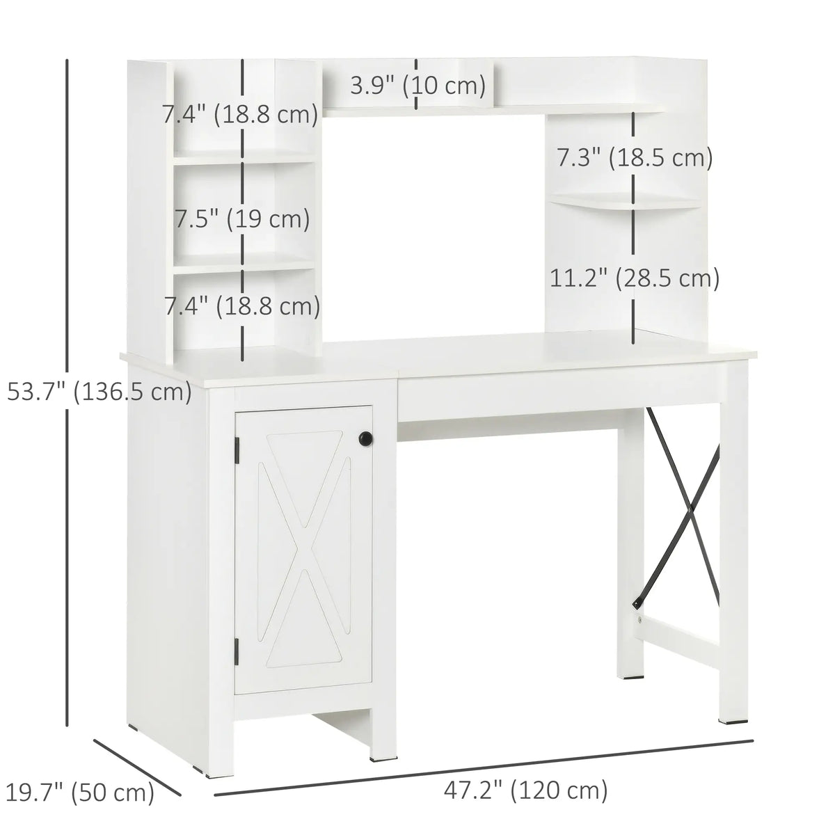 Farmhouse Computer Desk with Storage, 47 Inch, White Computer Desks at Gallery Canada