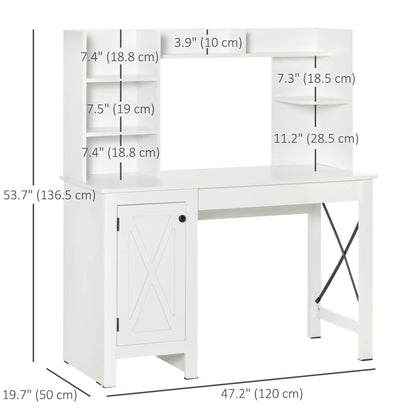 Farmhouse Computer Desk with Storage, 47 Inch, White Computer Desks at Gallery Canada