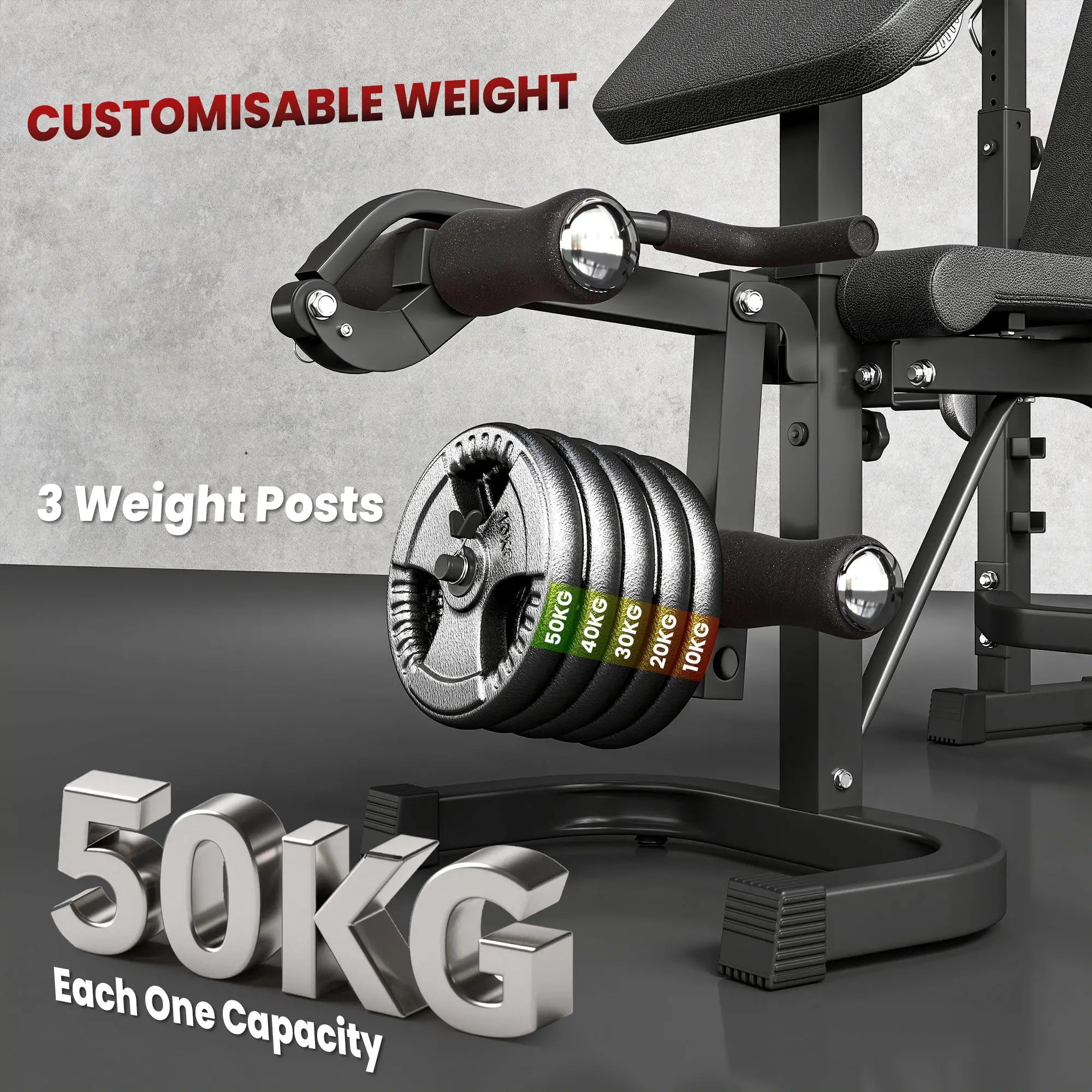 Adjustable Olympic Weight Bench, Squat Rack, Leg Extension, Grey Weight Benches at Gallery Canada