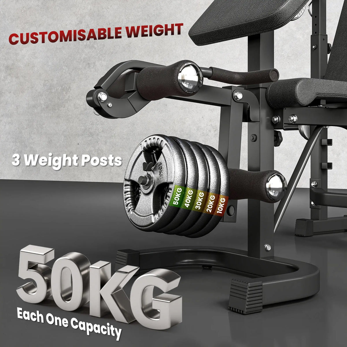Adjustable Olympic Weight Bench, Squat Rack, Leg Extension, Grey Weight Benches at Gallery Canada