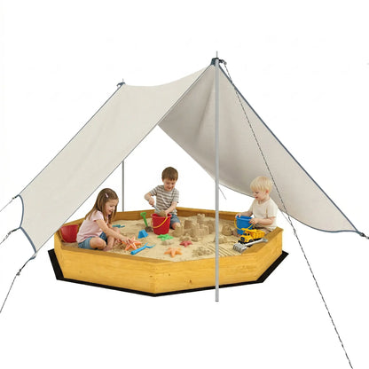 Wooden Kids Sandbox With Large Canopy, 4 Bench Seats, Bottom Liner, Yellow Sandboxes & Accessories at Gallery Canada