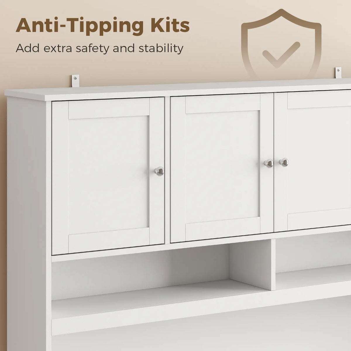 73" White Kitchen Pantry Cabinet, Charging Station, White Kitchen Pantry Cabinets at Gallery Canada