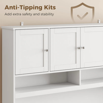 73" White Kitchen Pantry Cabinet, Charging Station, White Kitchen Pantry Cabinets at Gallery Canada