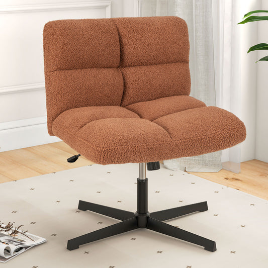 Office Armless Chair, Cross Legged, Imitation Lamb Fleece, Adjustable Height, Brown Armless Chairs Brown at Gallery Canada