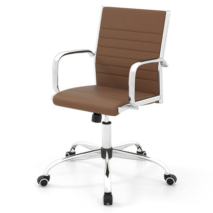 Height Adjustable Office Chair with Rocking Backrest, Brown Leisure Chairs Brown at Gallery Canada