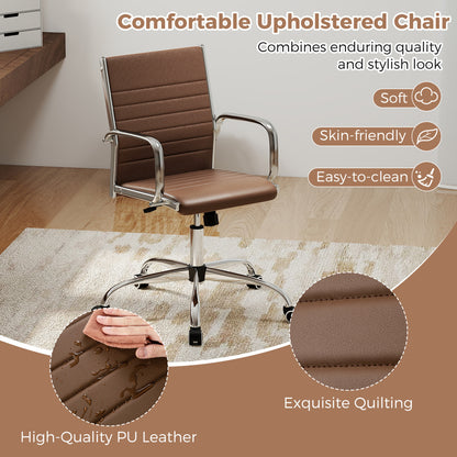 Height Adjustable Office Chair with Rocking Backrest, Brown Leisure Chairs at Gallery Canada
