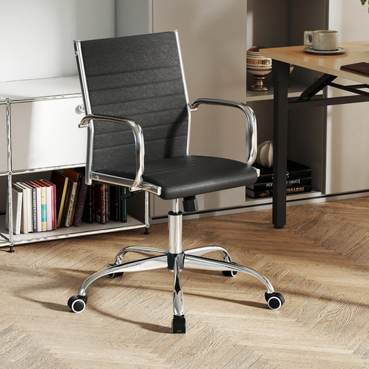 Adjustable Office Chair with Rocking Backrest, Armrests, Black Leisure Chairs Black at Gallery Canada