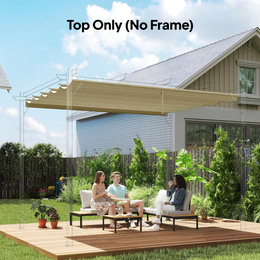 Retractable Pergola Canopy Cover, 10' x 13', Beige Gazebo Canopy Replacement Beige at Gallery Canada