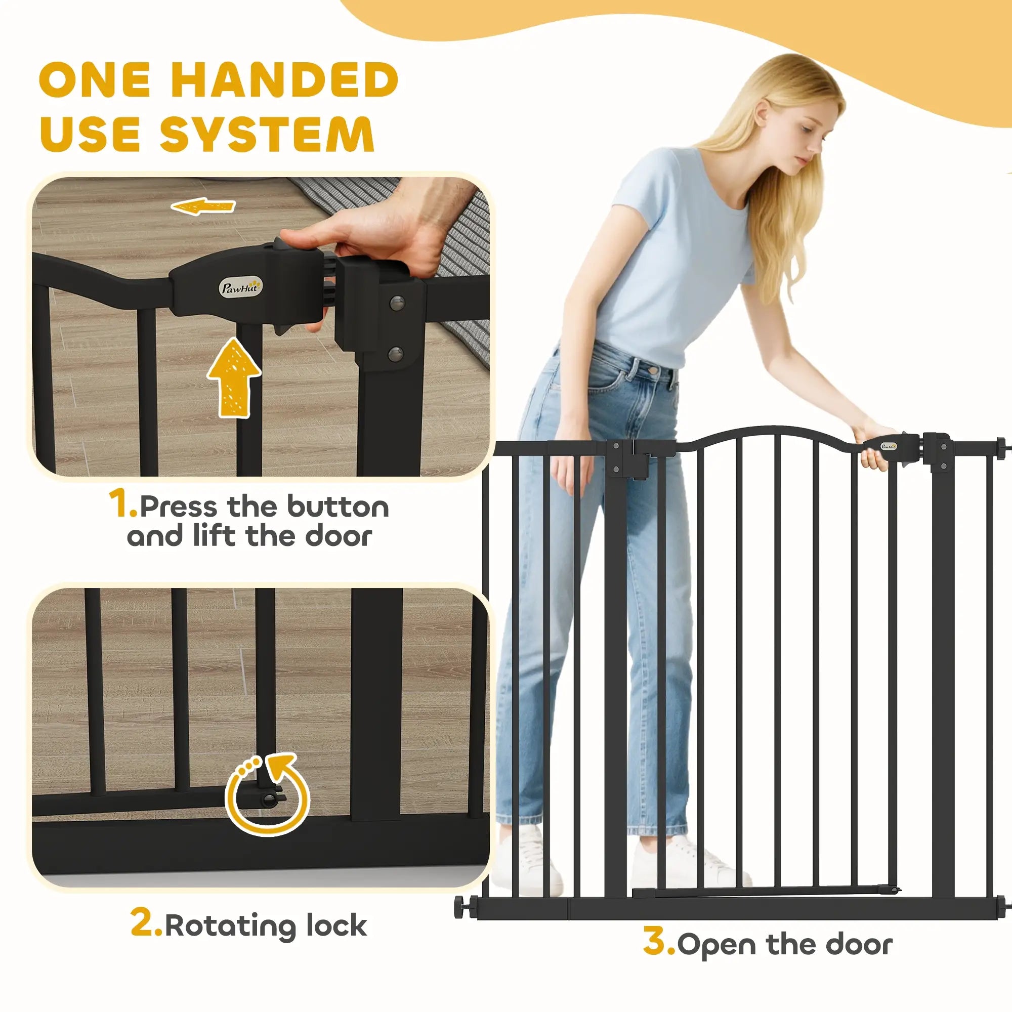 Extra Tall Dog Gate With Door, Pressure Fit, Auto Close, 29
