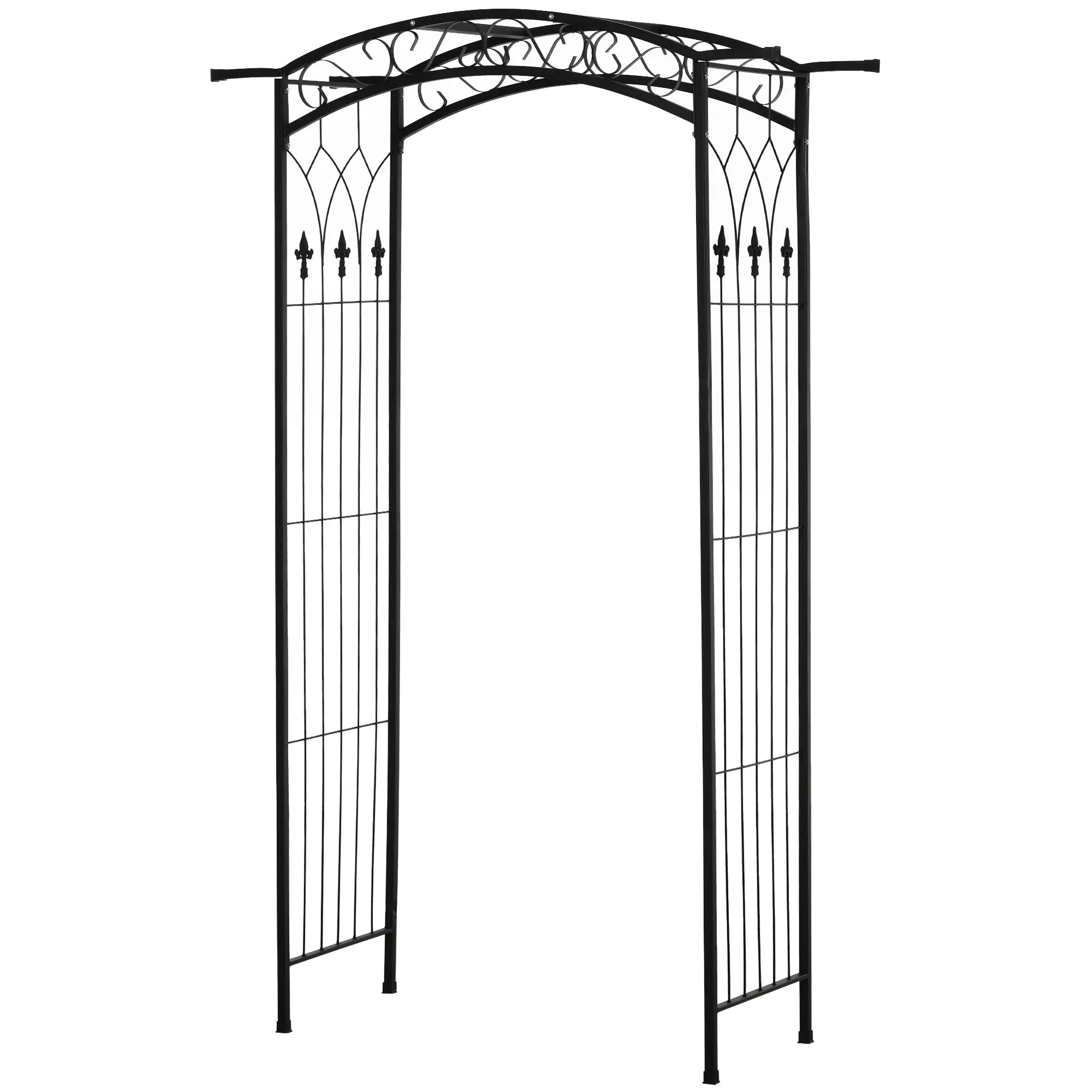 7Ft Garden Arbor, Wedding Arch, Scrollwork Trellis, Black Garden Arches Black at Gallery Canada