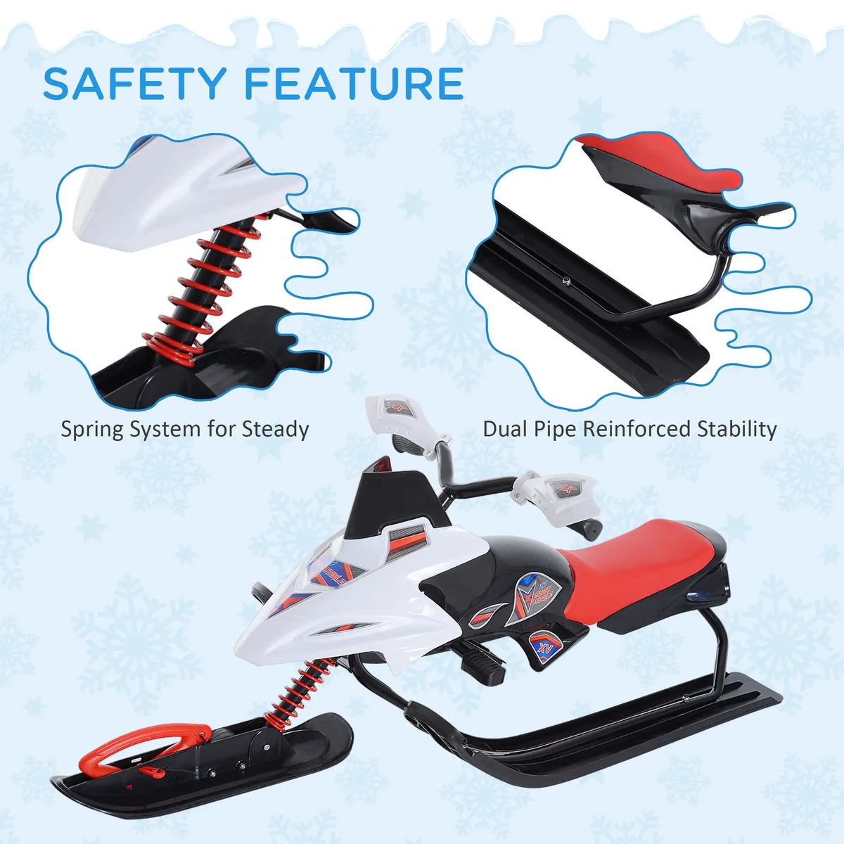 Kids Snow Racer Sled, Padded Rubber Seat, Wind Shield Handle, Anti-Slip Pedal Snow Scooters at Gallery Canada
