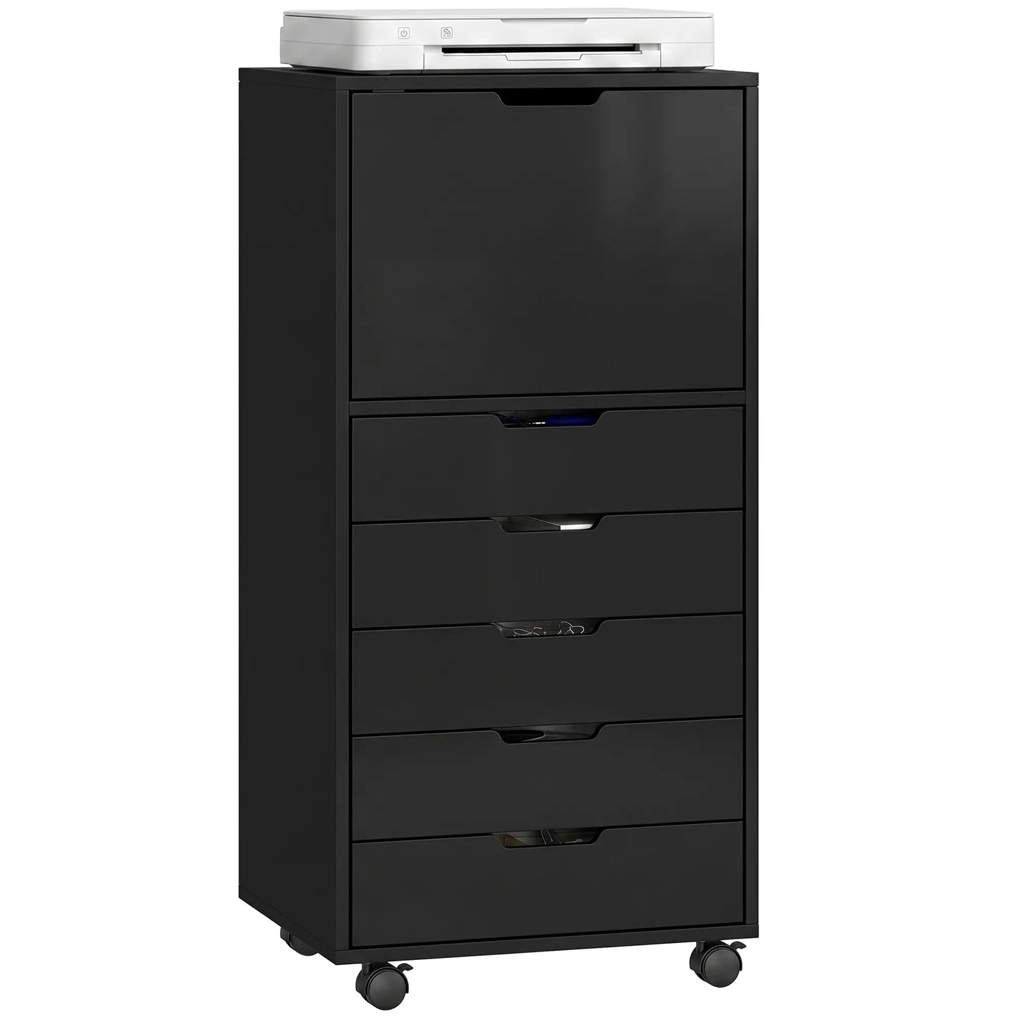 Mobile File Cabinet With 5 Drawers, Black, Black Office Cabinets & Cupboards at Gallery Canada