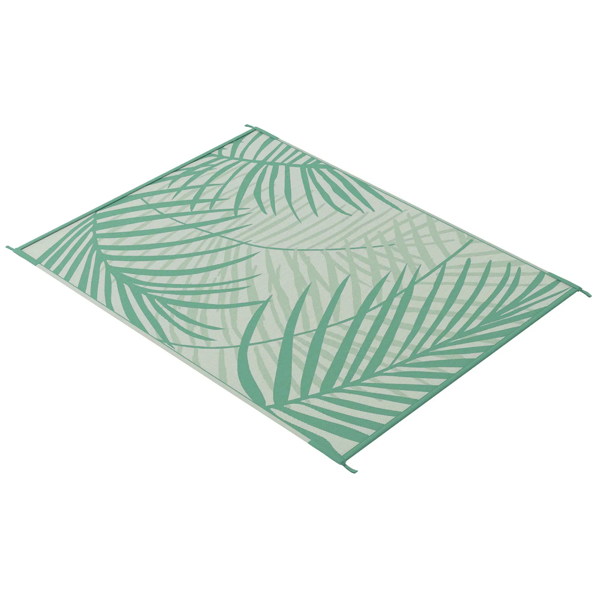 Reversible Outdoor Rug, 9' x 12', Waterproof, Portable RV Camping Carpet Garden Decor Green and Cream at Gallery Canada