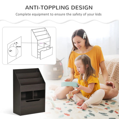 Kids Bookcase, Multi-Shelf Organizer with Drawer, Brown Baby & Kids Storage at Gallery Canada
