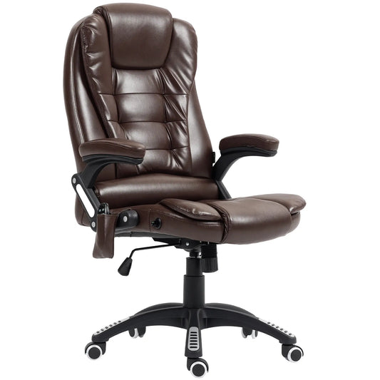 Reclining Massage Office Chair, High Back, Swivel Wheels, Dark Brown Office Chairs Dark Brown at Gallery Canada