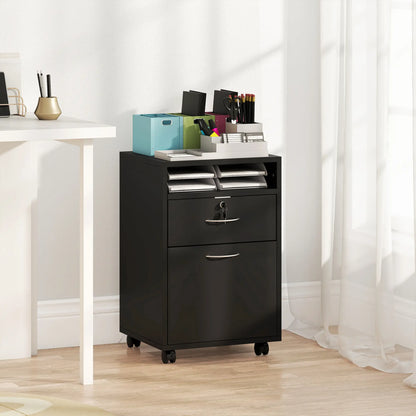 24" Small Filing Cabinet With Compartment, Drawer & Wheels, Black Office Cabinets & Cupboards at Gallery Canada