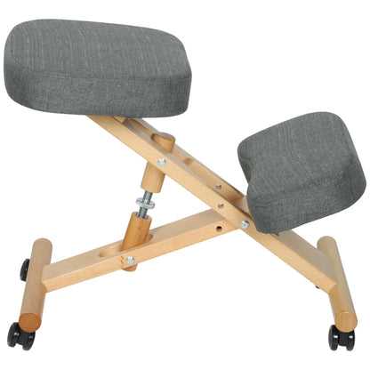 Ergonomic Kneeling Chair, Rubberwood Frame, Wheels, Dark Grey Office Chairs at Gallery Canada