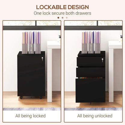 3-Drawer Steel Filing Cabinet on Wheels, Lockable, Adjustable Hanging Bar, Black Office Cabinets & Cupboards at Gallery Canada