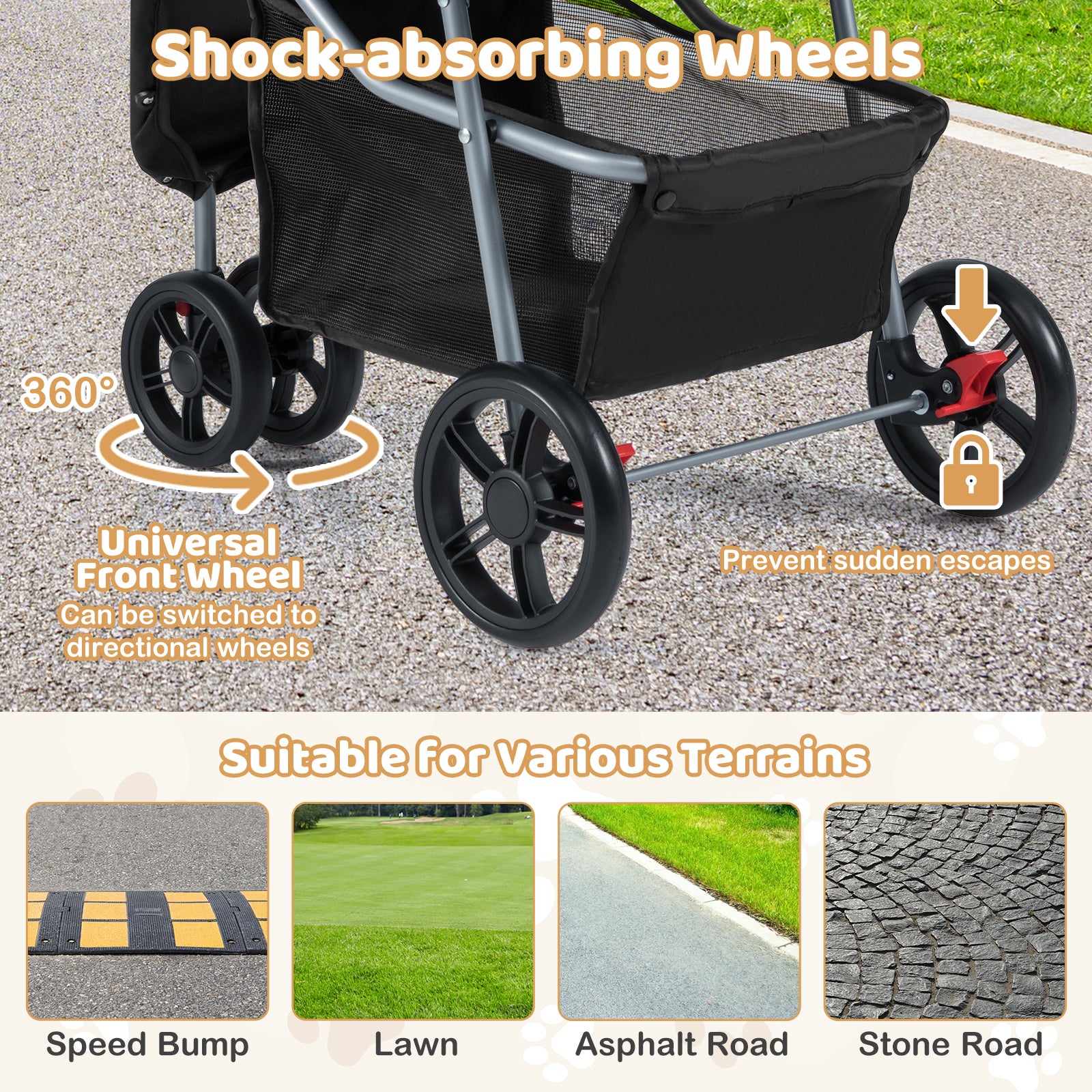 Folding Pet Stroller, Adjustable Canopy, Black Dog Supplies at Gallery Canada