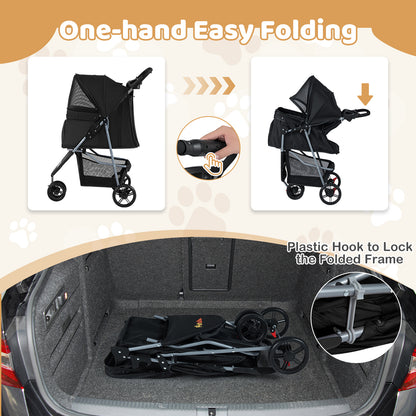 Folding Pet Stroller, Adjustable Canopy, Black Dog Supplies at Gallery Canada