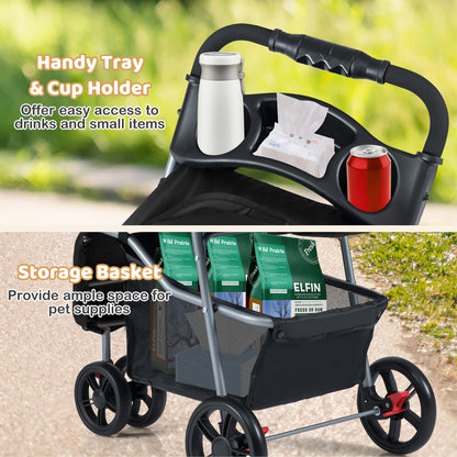 Folding Pet Stroller, Adjustable Canopy, Black Dog Supplies at Gallery Canada