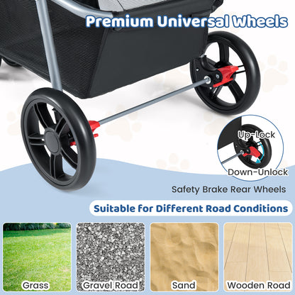 Folding Pet Stroller, Lightweight Cat Cart, Adjustable Canopy, Gray Dog Supplies at Gallery Canada