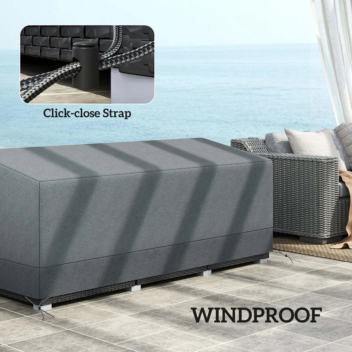 Waterproof 3 Seater Sofa Cover, 75" x 28.3" x 29.9", Grey Patio Furniture Covers at Gallery Canada