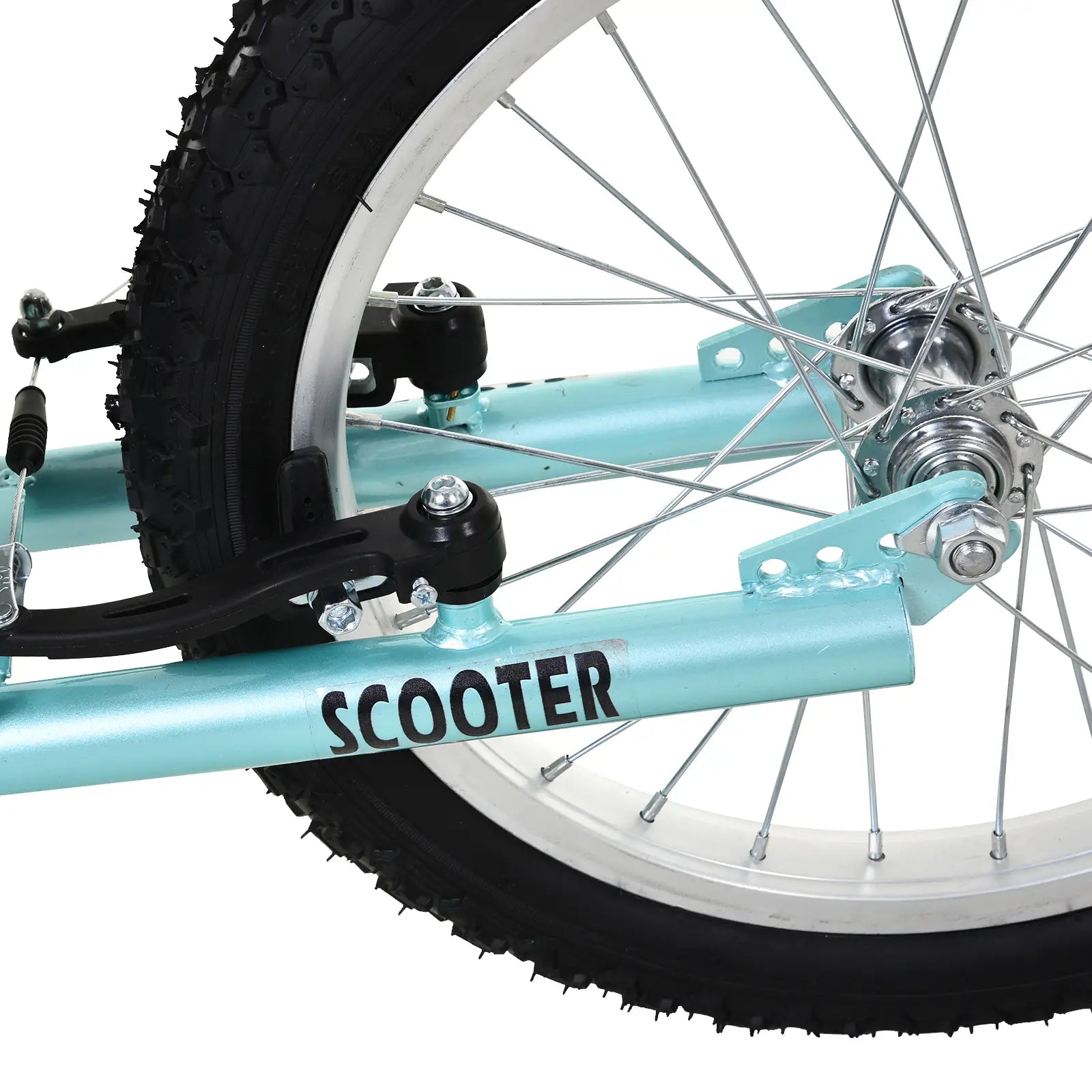 Kids Kick Scooter, 5+ Years, 16'' Inflatable Wheel, Dual Brakes, Blue Scooters at Gallery Canada