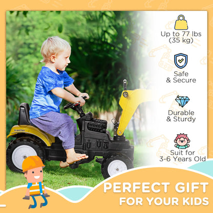 Kids Ride on Tractor, Pedal Excavator Toy for 3 Year Old, Yellow Toy Excavators at Gallery Canada