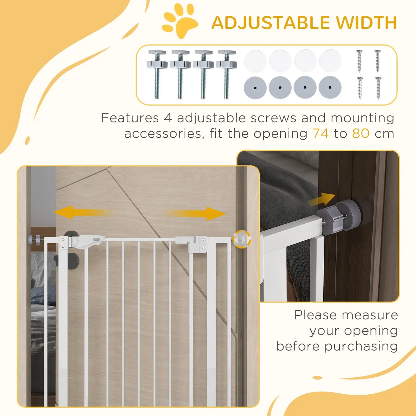 41" Easy Open Indoor Dog Gate, White Houses, Kennels & Pens at Gallery Canada