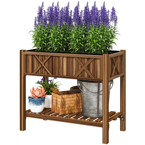 Wooden Raised Garden Bed, Elevated Planter Box, 34