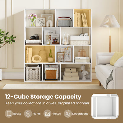Open Shelf Bookcase 4-Tier Modern Bookshelf with 12 Storage Compartments, White Bookcases at Gallery Canada