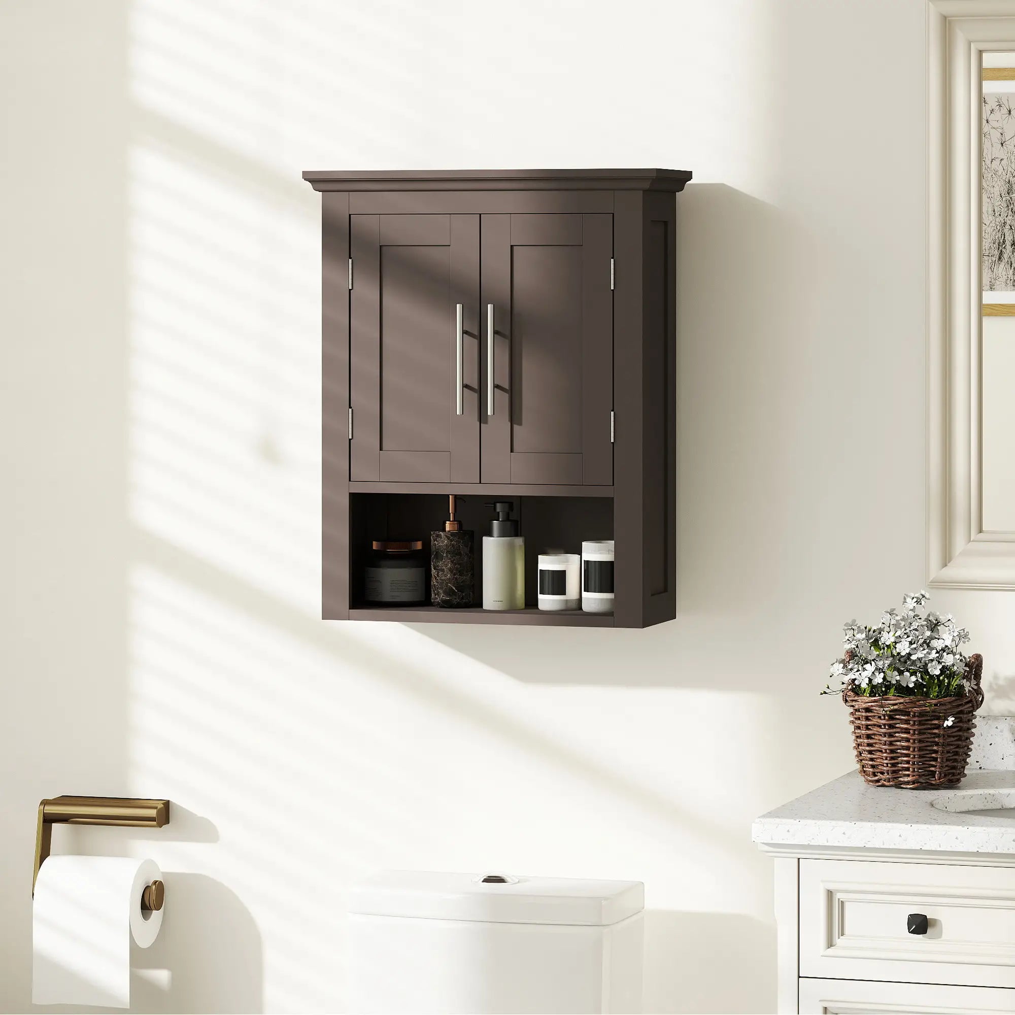 Bathroom Wall Cabinet, Medicine Cabinet with Shelf, Brown Bathroom Cabinets at Gallery Canada