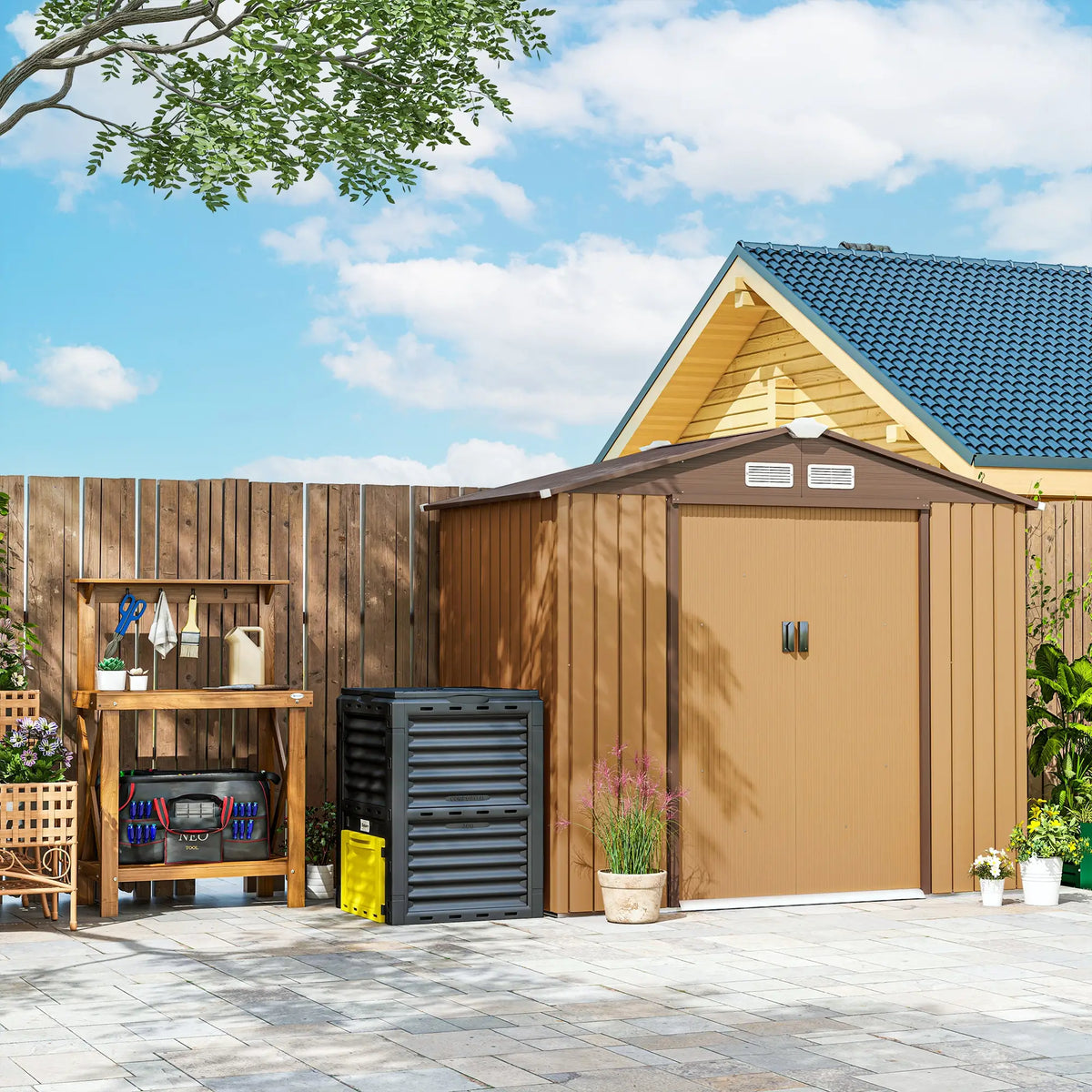 Outsunny 80 Gallon Garden Compost Bin, Yellow