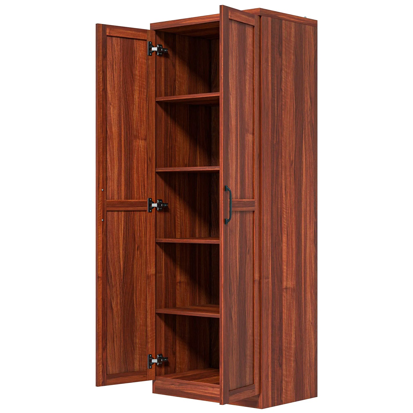 63" Kitchen Storage Cabinet, 5-Tier Pantry with Doors, Adjustable Shelves, Tan Kitchen Pantry Cabinets Tan at Gallery Canada