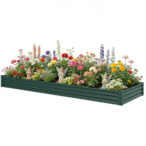 12 x 4 x 1ft Galvanized Raised Garden Bed, Reinforced Outdoor Planter Box, Green